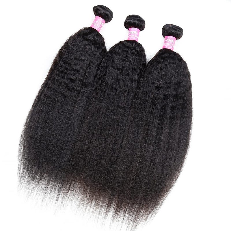 Odir Kinky Straight Human Hair Bundles 18 Inch Unprocessed 9A Brazilian Yaki Straight Virgin Hair Weave 1 Bundle Kinky Straight Hair Extensions 100g/Bundle Natural Color - Image 5